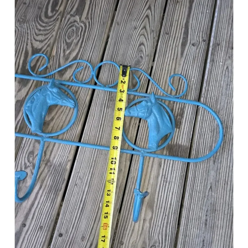Vintage Horse Head Wall Coat/Hat Rack Equestrian 2 Hook 25.5” Cast Iron Western